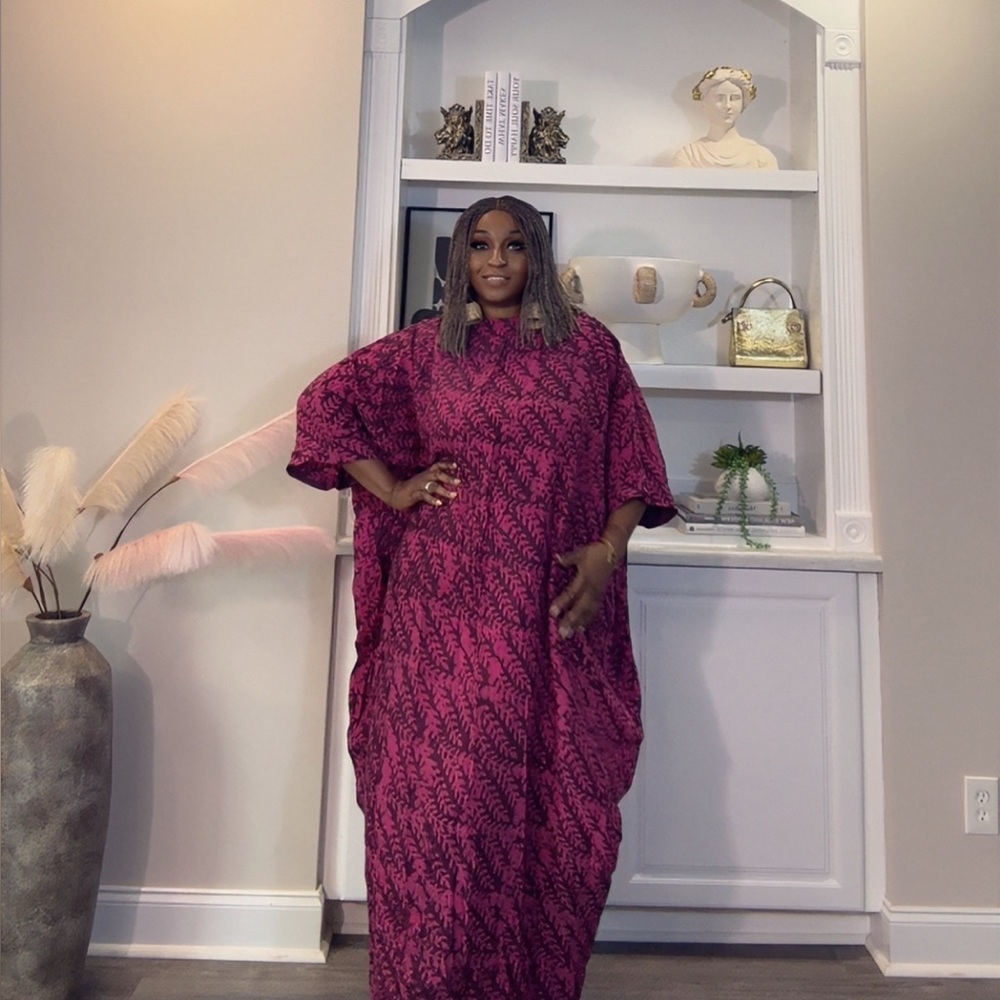 Long Sleeve Burgundy Floral Patchwork Maxi Dress